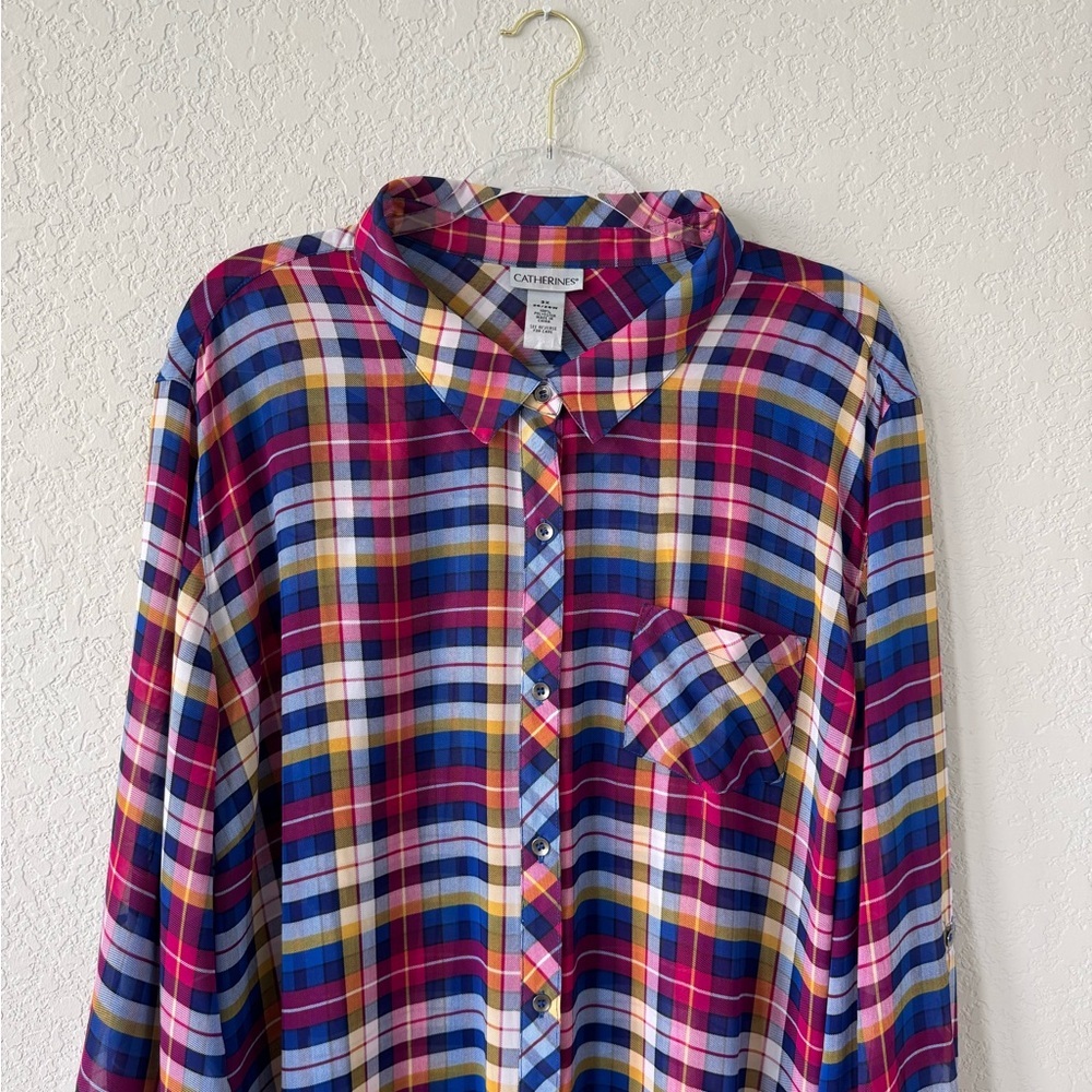 Catherine’s Plaid Colored Blouse - Size 3XL - Perfect Condition - Picture 2 of 10